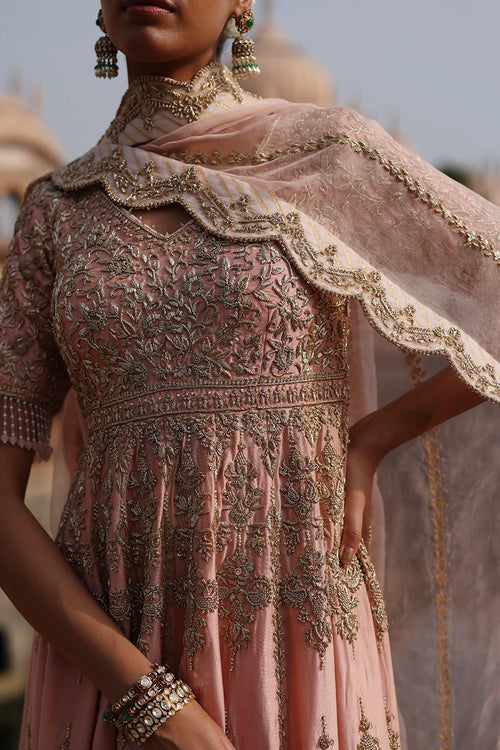 Mahrosh Pink Kalidaar Anarkali Set with Palazzo and Dupatta