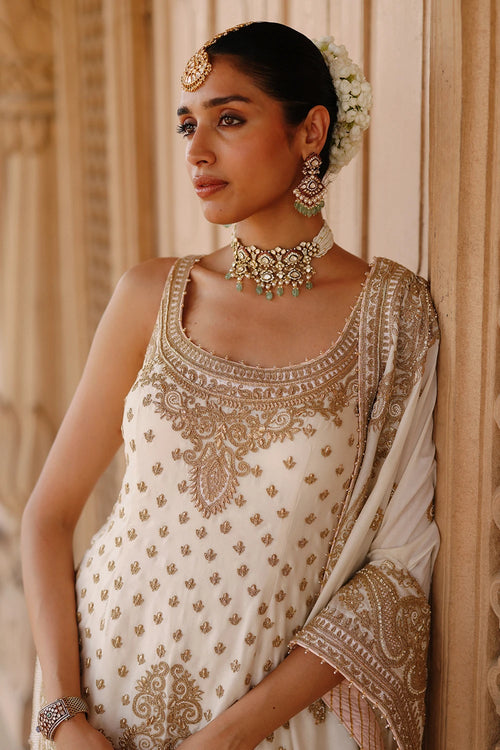 Shabnam Daisy Ivory Kurta Set with Sharara and Dupatta