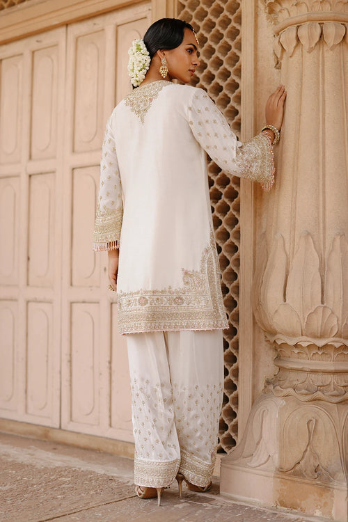 Ansha Daisy Ivory Short Kurta Set with Salwar and Dupatta