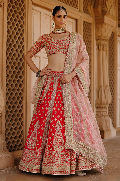 Nusrat Hot Pink Kali-in-Kali Lehenga Set with Blouse and Dupatta