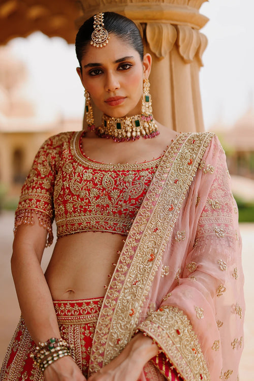 Nusrat Hot Pink Kali-in-Kali Lehenga Set with Blouse and Dupatta