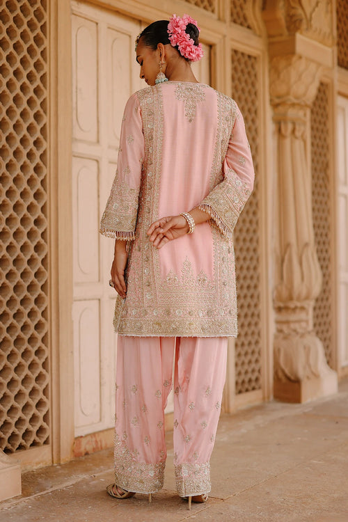 Elaya Pink Short Kurta Set with Matching Salwar and Dupatta