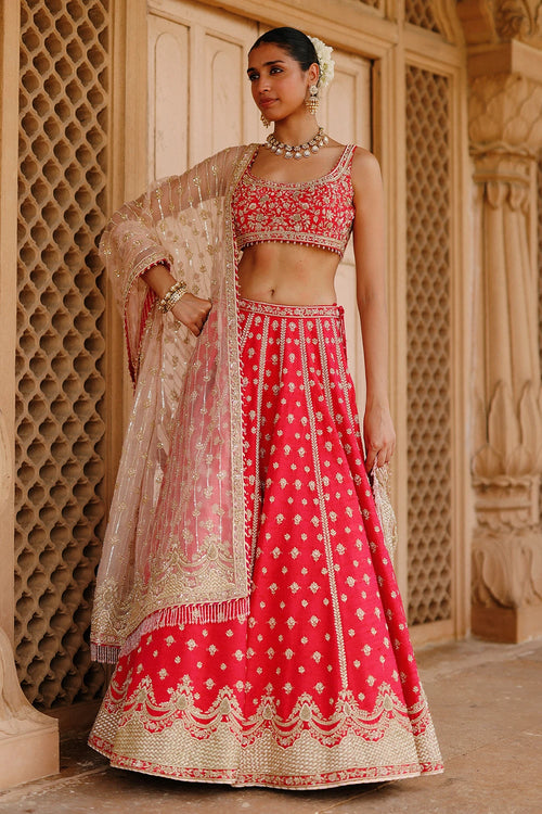 Noorbano Hot Pink Lehenga Set with Blouse and Dupatta