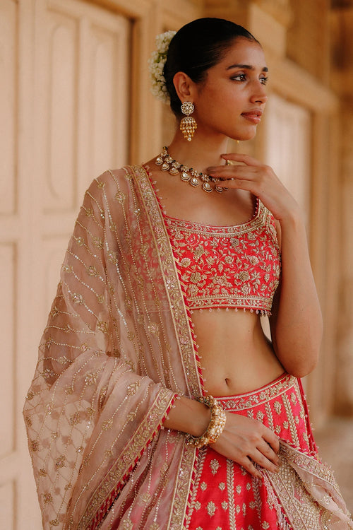 Noorbano Hot Pink Lehenga Set with Blouse and Dupatta