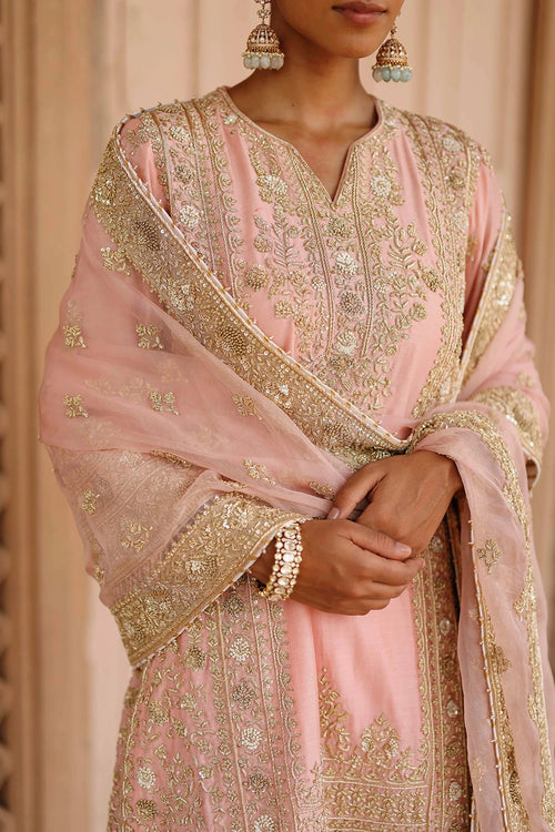 Elaya Pink Short Kurta Set with Matching Salwar and Dupatta