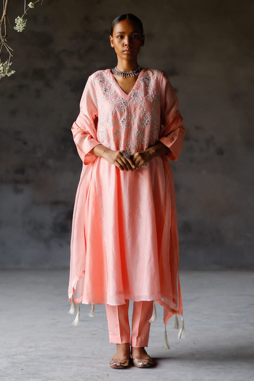 Gulabi Zariha Kurta Set