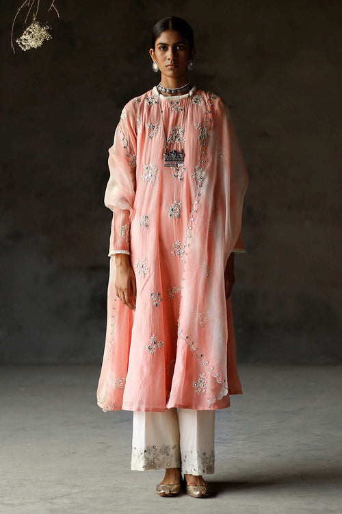 Gulabi Siyah Anarkali Set