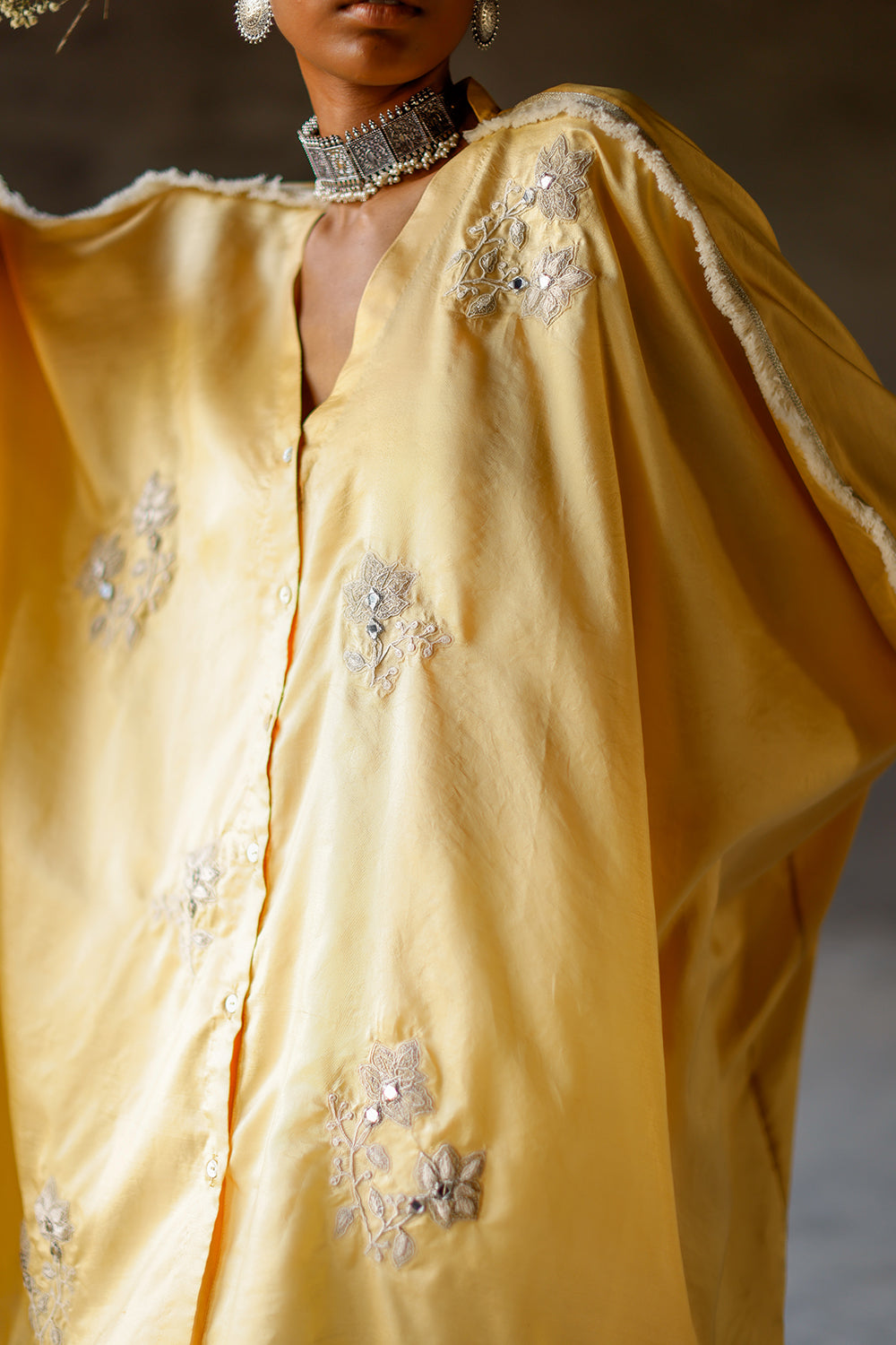 Yellow Roli Silk Kameez Set