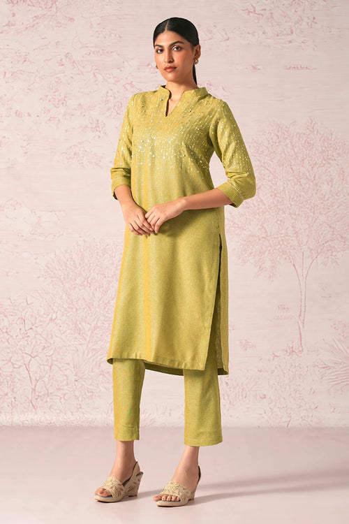 Shimmer Strings Pear Kurta And Pant Set