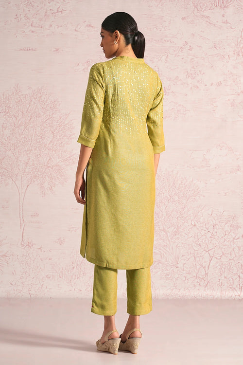 Shimmer Strings Pear Kurta And Pant Set