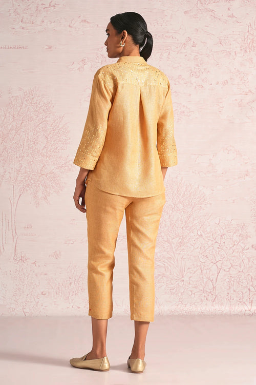 Shimmer Strings Cashew Shirt Co-ord