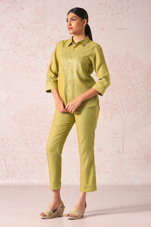 Shimmer Strings Pear Shirt Co-ord
