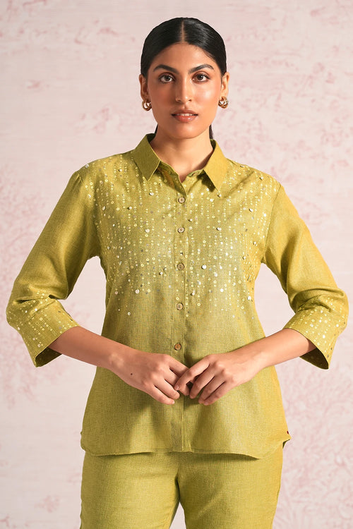 Shimmer Strings Pear Shirt Co-ord