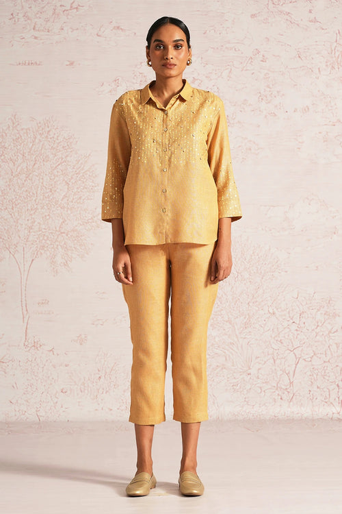 Shimmer Strings Cashew Shirt Co-ord