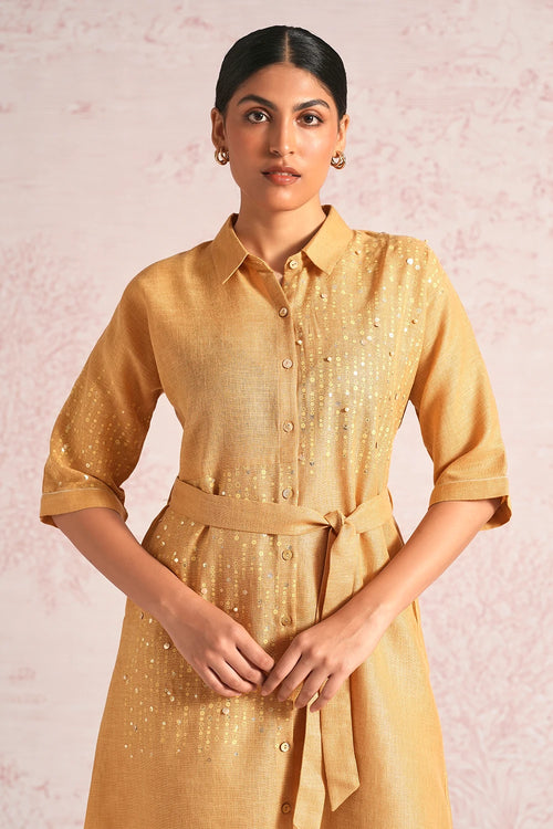 Shimmer Strings Cashew Kyra Dress