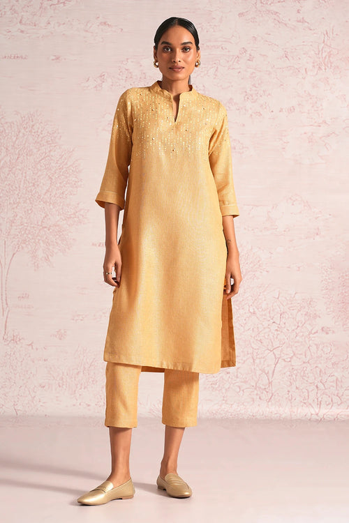 Shimmer Strings Cashew Kurta And Pant Set