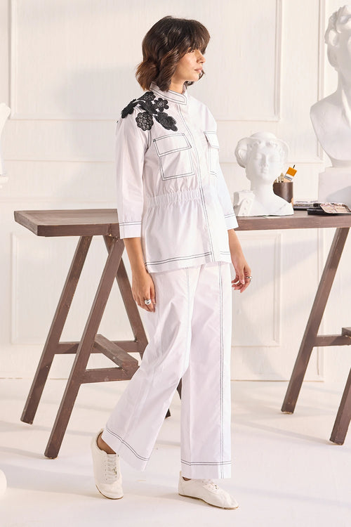 White Shoulder Bloom Co-ord Set