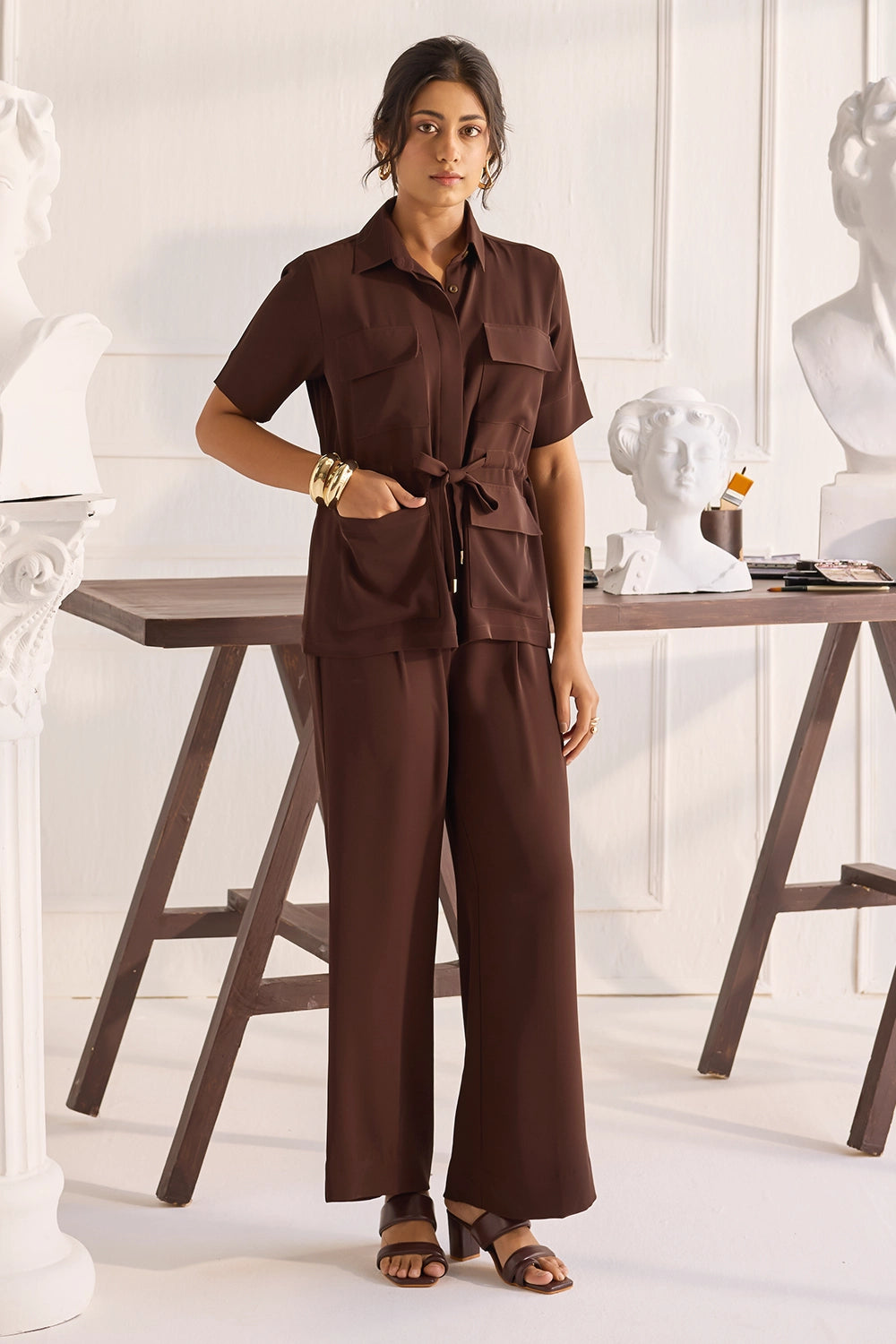 Rio Four Pocket Brown Co-Ord Set