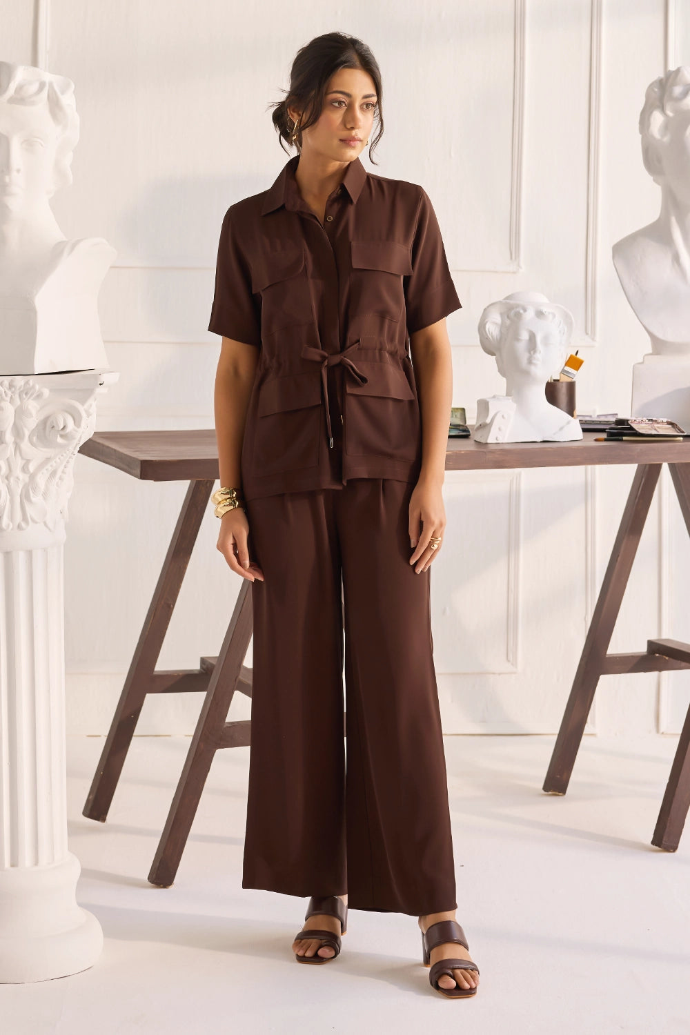 Rio Four Pocket Brown Co-Ord Set