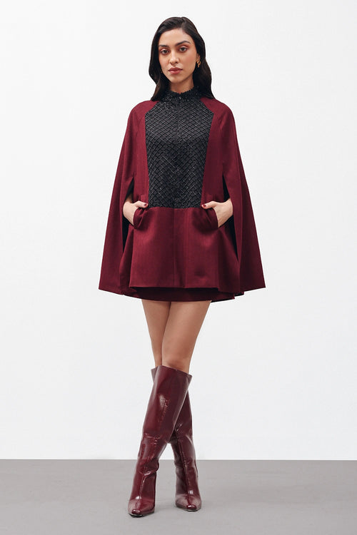 Crimsonveil Cape and Skirt Set