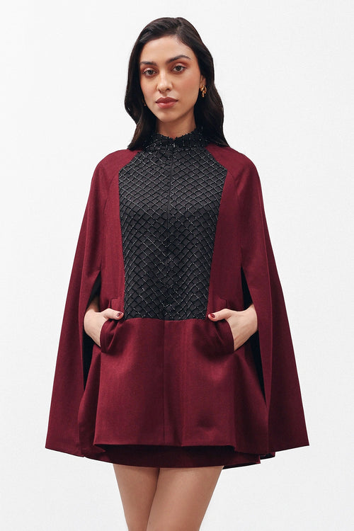 Crimsonveil Cape and Skirt Set