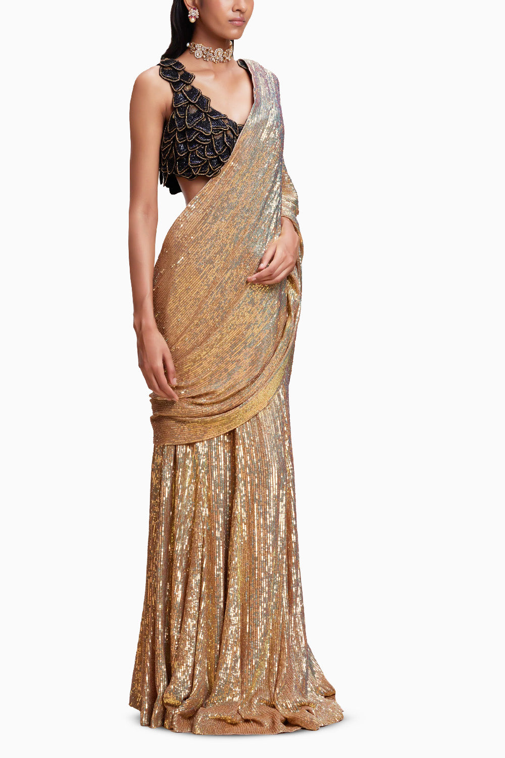 Gold Sequin Saree