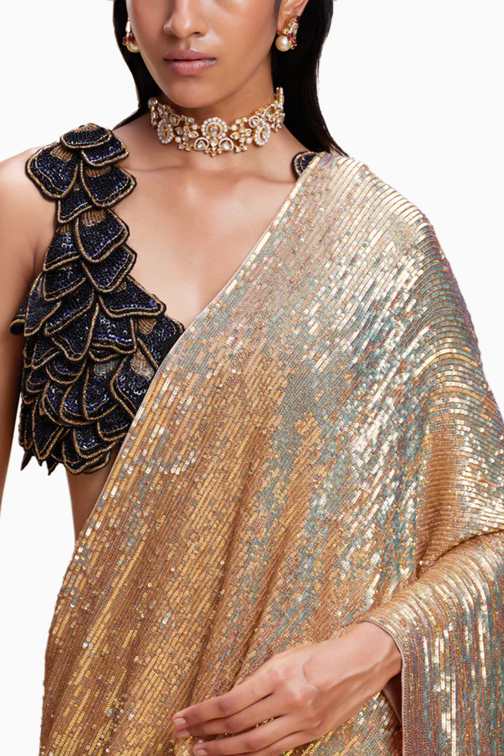 Gold Sequin Saree