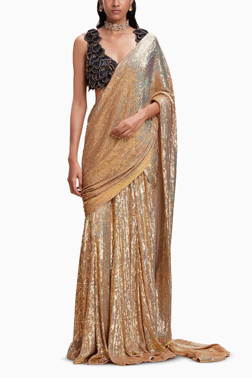 Gold Sequin Saree