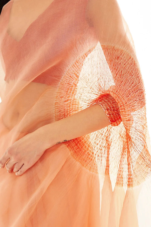 Mineral Peach Clay Organza Handsfree Saree