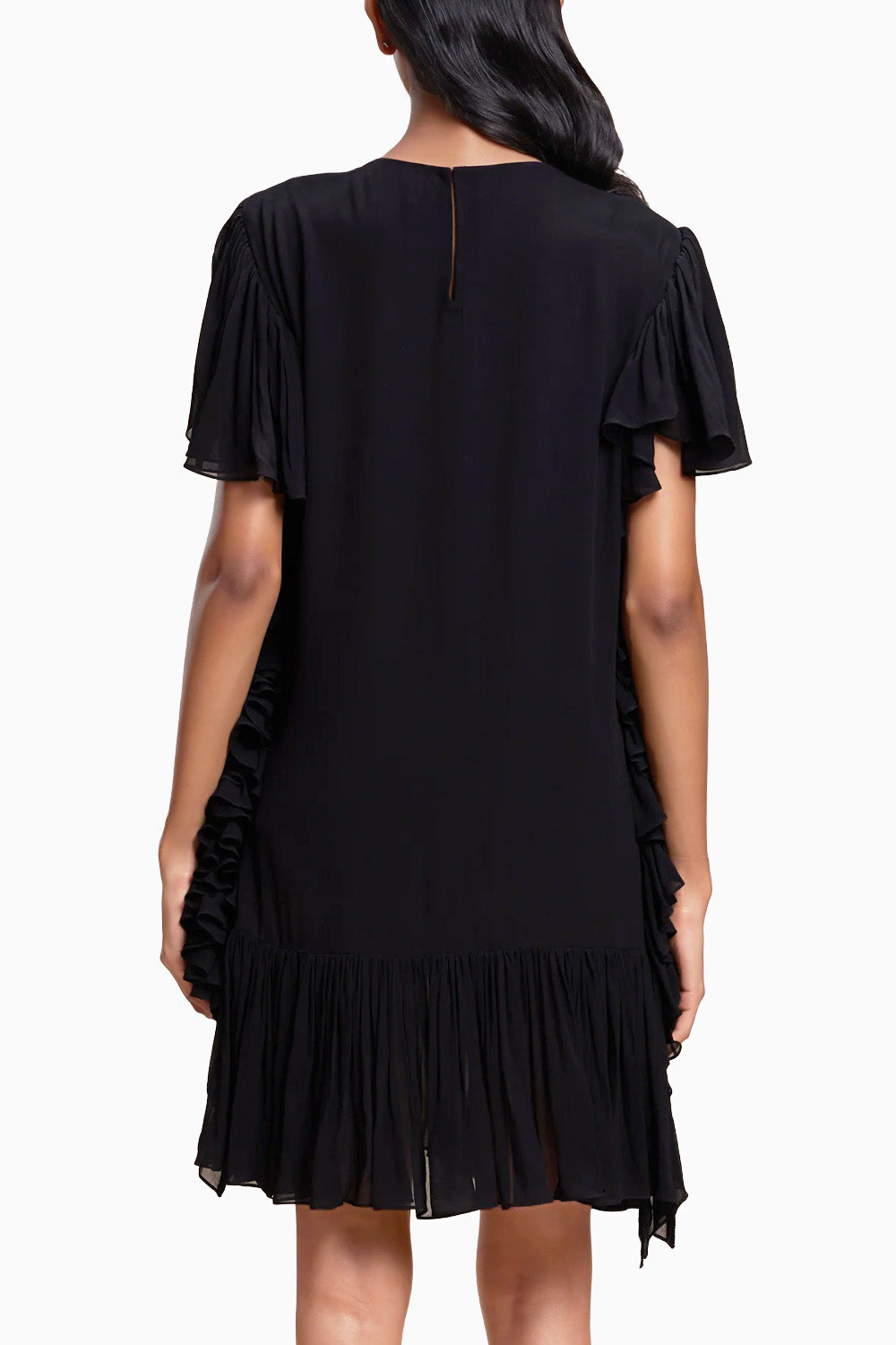 Black Midi Ruffle Dress