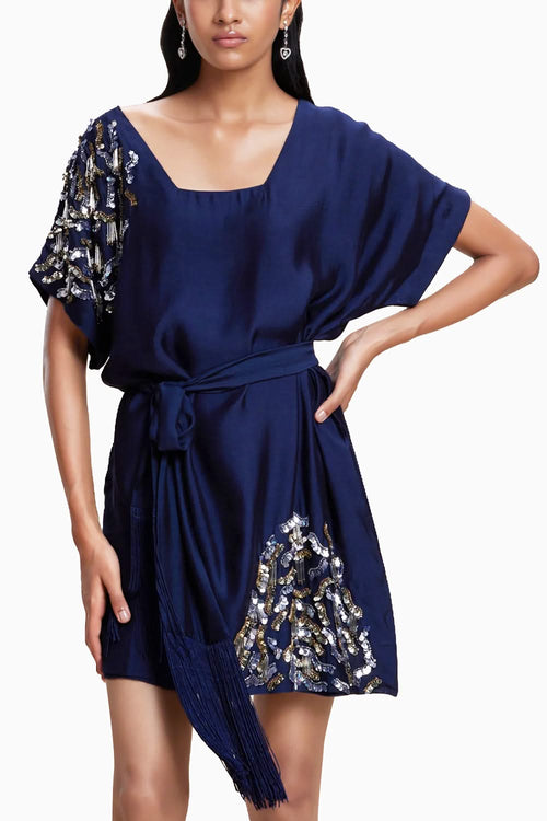 Midnight Silk Blue Dress