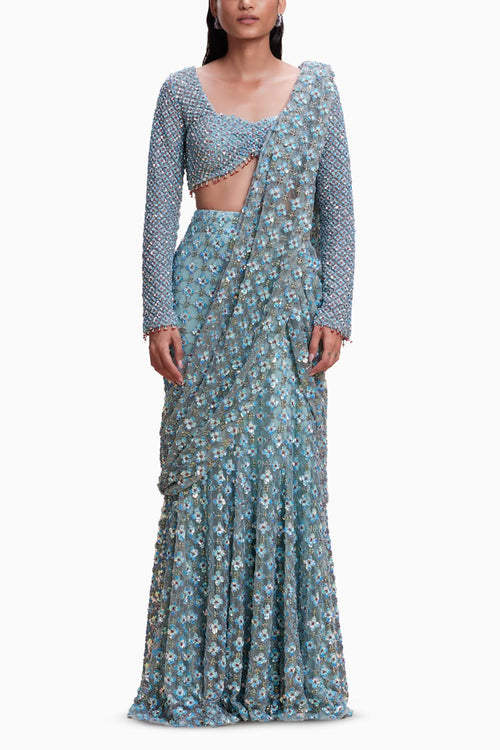 Blue Drape Saree