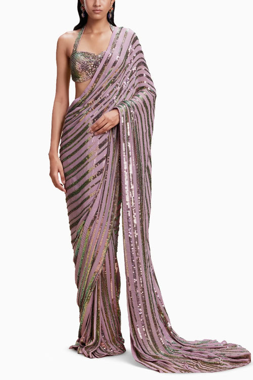 Pink Sequin Saree