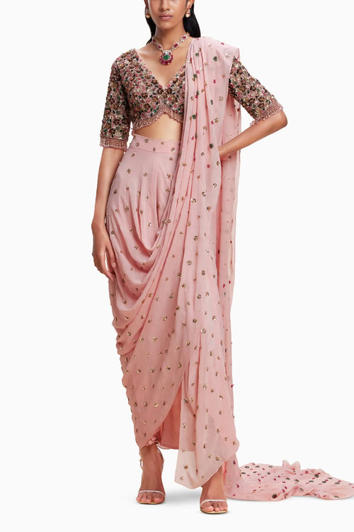 Pink Drape Saree