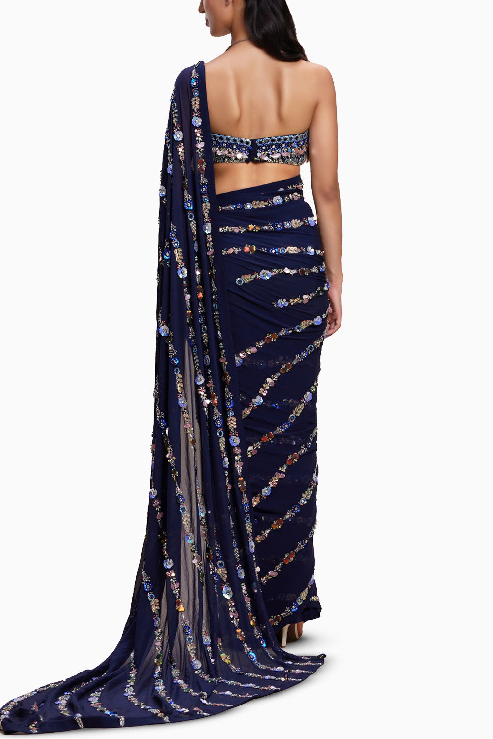 Midnight Blue Embellished Saree