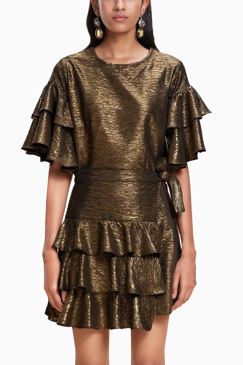 Golden Ruffle Dress