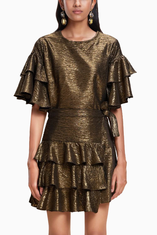 Golden Ruffle Dress