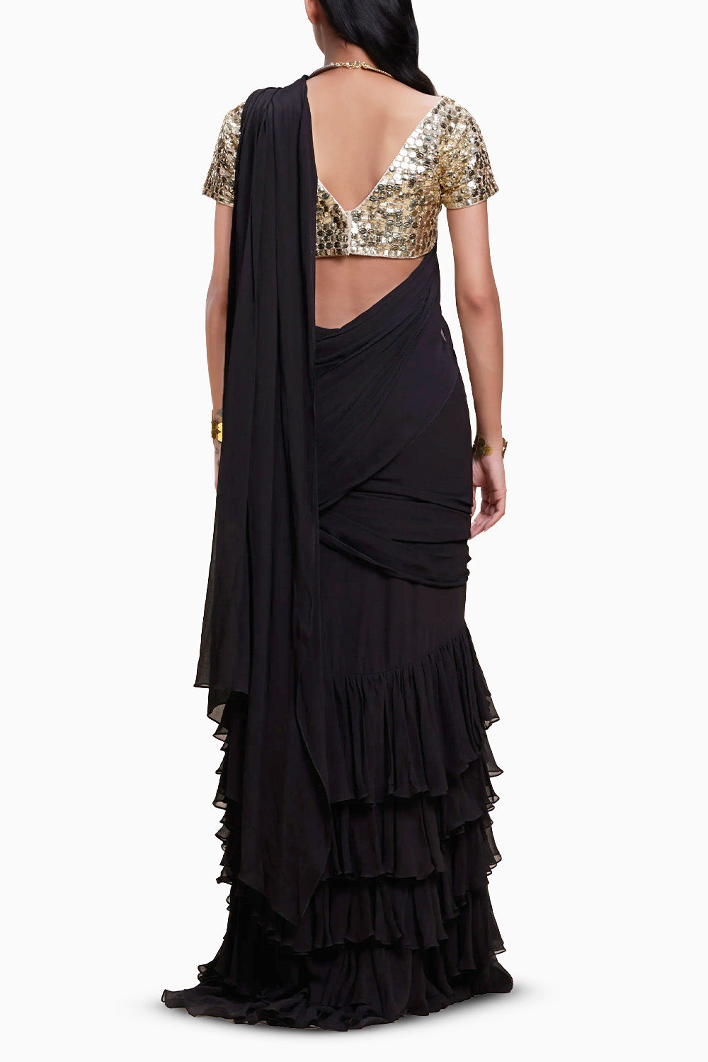 Black Ruffle Saree