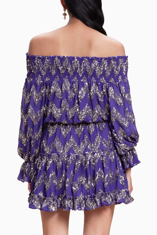 Purple Blingy Off-Shoulder Dress
