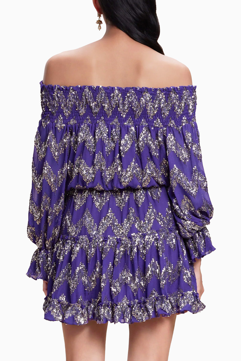 Purple Blingy Off-Shoulder Dress