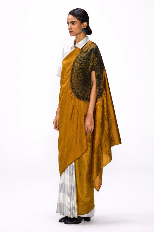 Handsfree Ochre Checks Saree