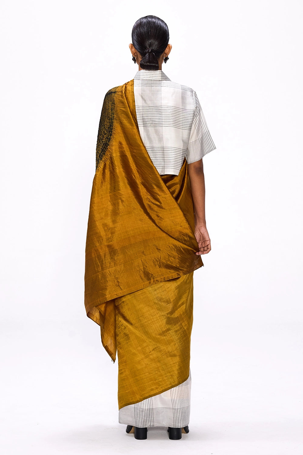 Handsfree Ochre Checks Saree