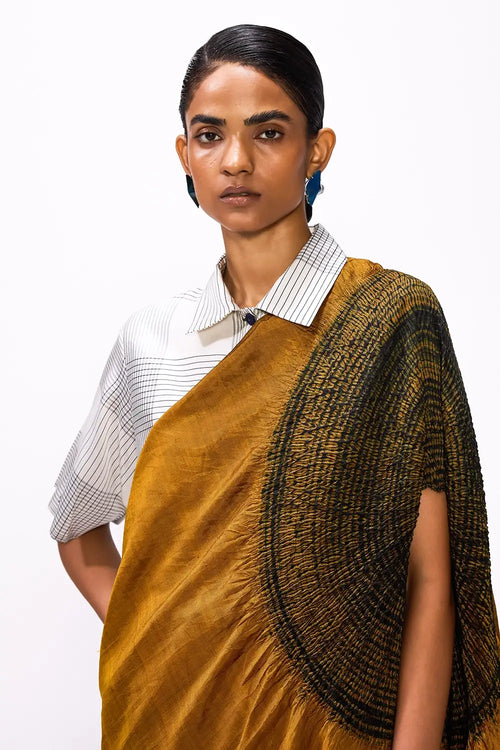 Handsfree Ochre Checks Saree