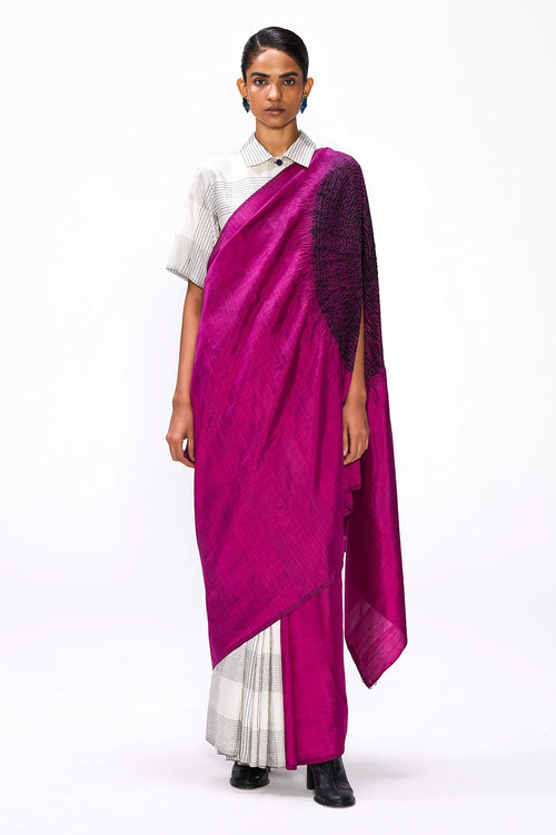 Handsfree Magenta Checks Saree