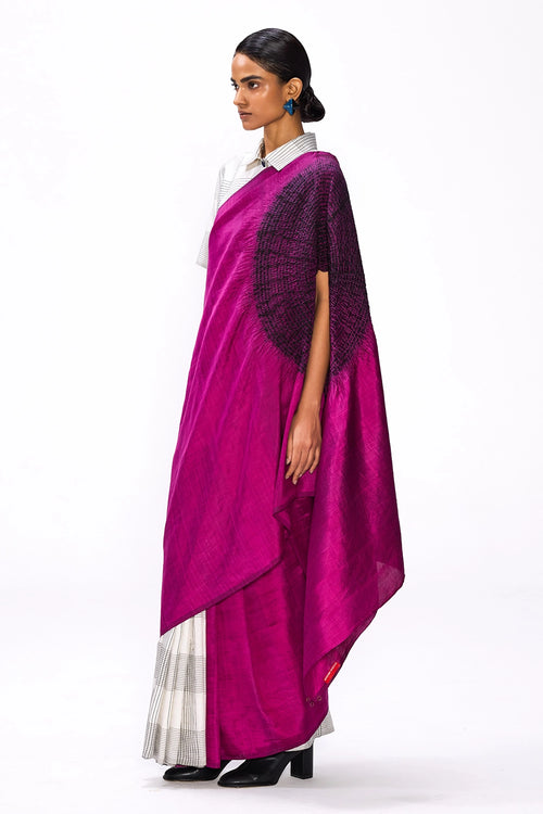 Handsfree Magenta Checks Saree