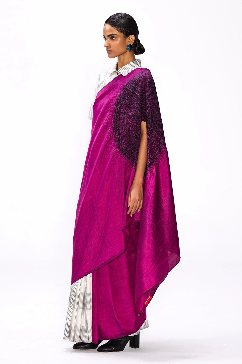 Handsfree Magenta Checks Saree