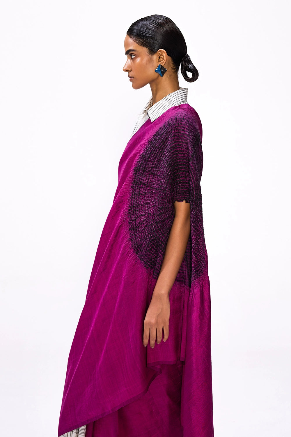 Handsfree Magenta Checks Saree
