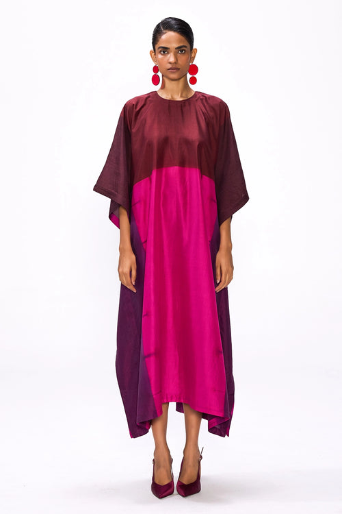 Wine Colour Block Kaftan