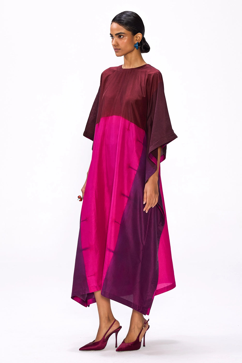 Wine Colour Block Kaftan