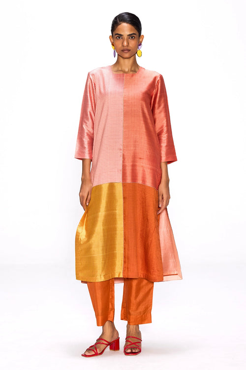 Colour Block Coral Kurta